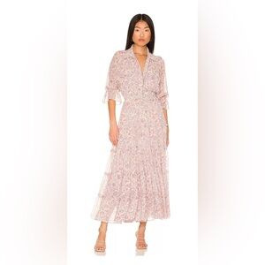 Misa Los Angeles Pink Floral Tiered Maxi Dress